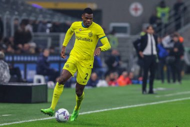 FC Internazionale takımından Denzel Dumfries, Giuseppe Meazza Stadyumu 'nda oynanan FC Internazionale ile Bologna FC arasında oynanan 2022 / 23 futbol karşılaşmasında, 9 Kasım 2022 - Fotoğraf: Fabrizio Carabelli / LiveMedi