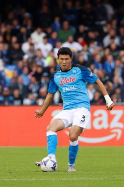 Napoli 'den Kim Min-Jae İtalya Futbol Serisi A maçında SSC Napoli ile Udinese Calcio arasında Napoli, İtalya' daki Diego Armando Maradona Stadyumu 'nda oynanan karşılaşma, 12 Kasım 2022