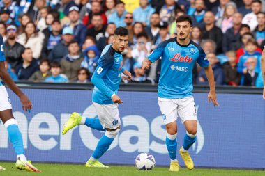 Napoli 'den Eljif Elmas Napoli' li Mathias Olivera İtalya futbolu Serie A maçında SSC Napoli ve Udinese Calcio, Napoli, İtalya 'daki Diego Armando Maradona stadyumunda, 12 Kasım 2022 - Fotoğraf: AGN Fot