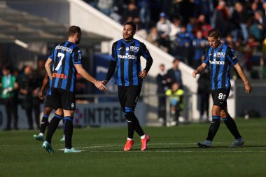 Jose Luis Palomino, İtalya 'nın Bergamo şehrindeki Gewiss Stadyumu' nda oynanan Atalanta BC - FC Internazionale maçında attığı ikinci golü 13 Kasım 2022 'de attıktan sonra kutluyor.