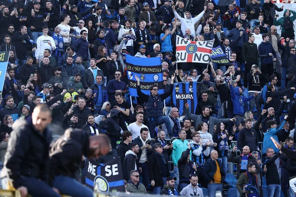 Aficionados Internazionale Durante Partido Fútbol Italiano Serie Atalanta Inter Internazionale —  Fotos de Stock