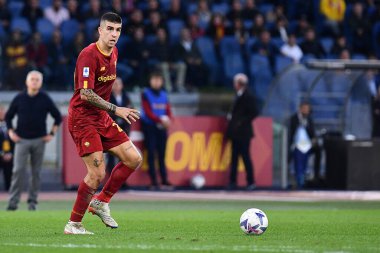 AS Roma takımından Gianluca Mancini, AS Roma ile FC Torino arasında 13 Kasım 2022 'de İtalya' nın başkenti Roma 'da oynanan karşılaşmada görülüyor. - Fotoğraf: Gennaro Masi / LiveMedi