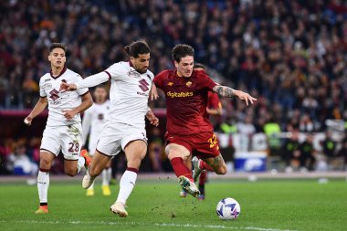 AS Roma takımından Nicolo Zaniolo, AS Roma ile FC Torino arasında 13 Kasım 2022 'de İtalya' nın başkenti Roma 'da oynanan karşılaşmada görülüyor. - Fotoğraf: Gennaro Masi / LiveMedi