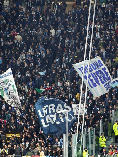 Supporters Lazio Italian Soccer Serie Match Juventus Lazio Allianz Stadium — Stock Photo, Image