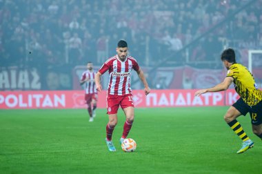 19 GEORGIOS MASOURAS of Olympiacos FC during Matchday 13, Greek Super League match between Olympiacos FC vs AEK FC at the Karaiskakis Stadium on November 13, 2022 in Athens, Greece. - Credit: Stefanos Kyriazis/LiveMedi