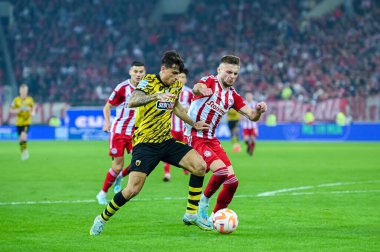 AEK FC 'den 12 LAZAROS ROTA & # xA;, Yunanistan' ın başkenti Atina 'daki Karaiskakis Stadyumu' nda 13 Kasım 2022 tarihinde Olympiacos FC ile AEK FC arasında oynanan 13. - Fotoğraf: Stefanos Kyri