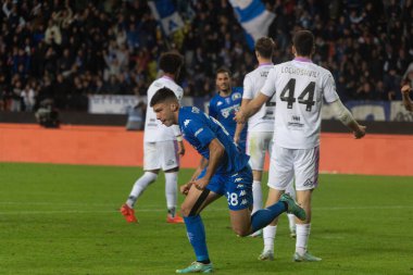 Cambiaghi Nicolo Empoli, İtalya 'nın Empoli şehrindeki Carlo Castellani Stadyumu' nda oynanan Serie A maçında gol 1-0 'lık galibiyetini kutluyor.