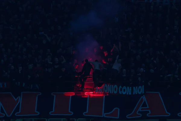 Zwolennicy Milan Podczas Meczu Piłki Nożnej Serie 2022 Pomiędzy Milan — Zdjęcie stockowe