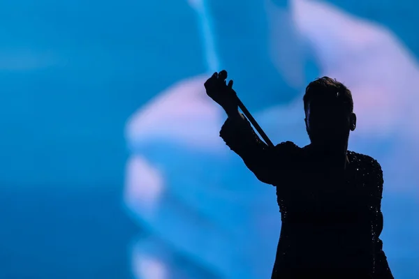 Cesare Cremonini Performt Live Auf Der Bühne Während Der Indoor — Stockfoto