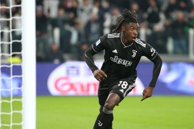 Moise Kean (Juventus FC), İtalya 'nın Torino kentindeki Allianz Stadyumu' nda oynanan Juventus FC-SS Lazio maçında golü kutluyor.