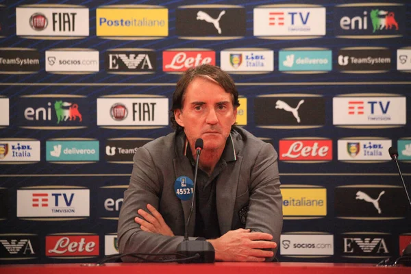 Roberto Mancini Capo Allenatore Italia Durante Conferenza Stampa Del Giorno — Foto Stock