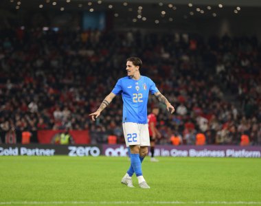 Arnavutluk ve İtalya milli takımları arasında 15 Kasım 2022 'de Arnavutluk' un başkenti Tiran 'daki Air Albania Stadyumu' nda oynanan futbol maçında İtalyan Nicolo Zaniolo 'yu izledik. Fotoğraf: Nderim Kaceli - Fotoğraf: Nderim Kaceli / LiveMedi