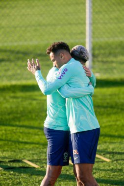 Brezilya Millî Futbol Takımı transferi sırasında Brezilya 'dan Bruno Guimaraeso ve Brezilya' dan Danilo, 2022 Dünya Kupası finalinden önce Katar 'da Juventus Eğitim Merkezi' nde, 16 Kasım 2022, Torino, İtalya. Fotoğraf: Nderim Kaceli - Fotoğraf: Nderim Kace