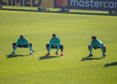 Brezilya 'dan Marquinhos ve Brezilya' dan Thiago Silva ve Brezilya 'dan Raphinha 2022 Dünya Kupası' nın son etabı öncesinde Katar 'da, Juventus Eğitim Merkezi' nde, 18 Kasım 2022, Torino, İtalya. Fotoğraf: Nderim Ka