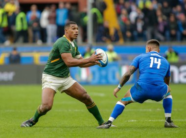 ANS - İtalya Güz Ulusları Serisi sırasında Güney Afrika 'dan Damian Willemse, 19 Kasım 2022' de İtalya 'nın Cenova kentinde Luigi Ferrarsi Stadyumu' nda oynanan rugby karşılaşması. Fotoğraf: Nderim Kaceli - Fotoğraf: Nderim Kaceli / LiveMedi