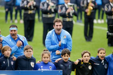 İtalya 'nın başkenti Cenova' daki Luigi Ferrarsi Stadyumu 'nda 19 Kasım 2022 tarihinde İtalya ile Güney Afrika arasında oynanan rugby karşılaşması sırasında İtalya' dan Michele Lamaro mücadele etti. Fotoğraf: Nderim Kaceli - Fotoğraf: Nderim Kaceli / LiveMedi