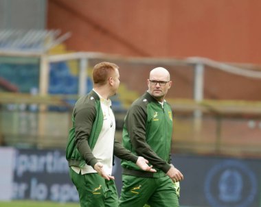 Jacques Nienaber, İtalya 'nın Cenova kentindeki Luigi Ferrarsi Stadyumu' nda 19 Kasım 2022 'de oynanan İtalya-Sonbahar Uluslar Serisi İtalya ragbi karşılaşmasında Güney Afrika' nın koçu oldu. Fotoğraf: Nderim Kaceli - Fotoğraf: Nderim Kaceli / LiveMedi