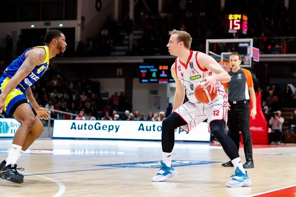 Arturs Strauntis Unahotels Pallacanestro Reggiana Durante Campeonato Italiano Baloncesto Serie — Foto de Stock