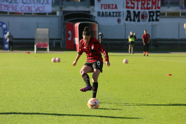 Fusetti Laura Milan Värmer Upp Italiensk Fotboll Serie Women Match — Stockfoto