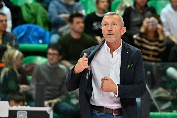 Emanuele Zanini Cuneo Entrenador Jefe Durante Partido Voleibol Italiano Serie — Foto de Stock
