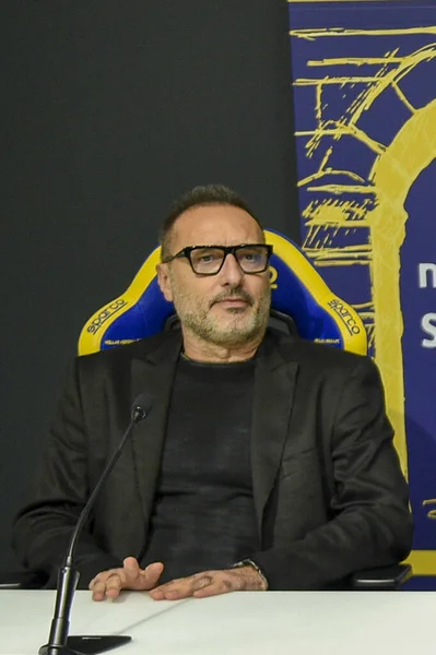 Maurizio Setti Ordförande Hellas Verona Presskonferensen Den Nya Sportchefen För — Stockfoto