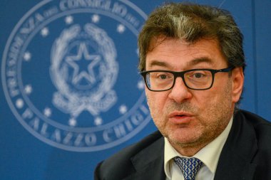 Giancarlo Giorgietti, 25 Ekim 2022 tarihinde İtalya 'nın başkenti Roma' da yapılan 2023 Bütçe Tasarısı 'nın onaylanmasının ardından basın toplantısı sırasında. - Fotoğraf: Fabrizio Corradetti / LiveMedi