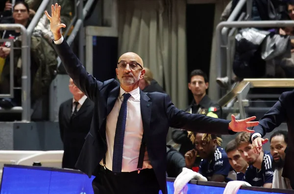 Francesco Vitucci Entrenador Happy Casa Brindisi Durante Partido Del Campeonato — Foto de Stock