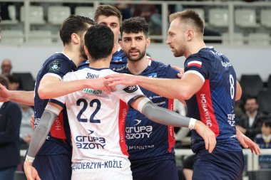 CEV Şampiyonlar Ligi voleybol maçında Grupa Azoty ZAKSA Kedzierzyn-Kozle 'nin sevinci ITAS Trentino' ya karşı Zaksa K? dzierzyn-Kozle 'nin Trento, İtalya' daki BLM Group Arena 'da 29 Kasım 2022 - Fotoğraf: Roberto Tommasin