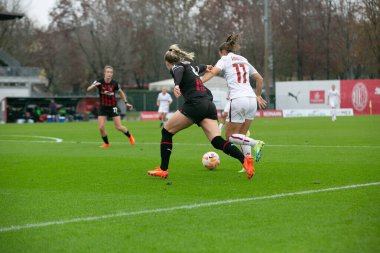 Emilie Haavi İtalyan futbolu Serie A Women maçı sırasında İtalya 'nın Milano şehrindeki Vismara stadyumunda AC Milan - AS Roma maçına çıktı.
