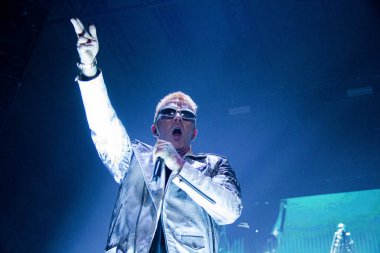 Salmo İtalyan şarkıcı Music Concert Salmo - PalaFlorio, İtalya 'da düzenlenen PalaFlorio' da düzenlenen Flop Tour sırasında sahne almaktadır.