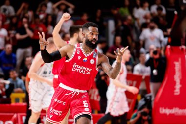 Corey Davis (Pallacanestro Treviso) İtalya Basketbol Şampiyonası sırasında UNAHOTELS Reggio Emilia 'ya karşı Pallacanestro Trieste, Reggio Emilia, İtalya' da PalaBigi 'de.