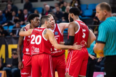 Basketbol Şampiyonlar Ligi, 5. Maç sırasında UNAHOTELS Reggio Emilia 'nın oyuncuları, 7 Aralık 2022 tarihinde Yunanistan' ın başkenti Atina 'da oynanan Ano Liossia Olimpiyat Salonu' nda AEK Atina BC ile UNAHOTELS Reggio Emilia arasında oynanan karşılaşma. - Fotoğraf: Stefanos Kyriazis / LiveMedi