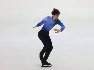 Nikolaj Memola (Ita), İtalya 'nın Torino kentinde düzenlenen 2022 ISU ISU Paten Grand Prix finalleri sırasında İtalya' nın Torino kentinde düzenlenen Artistik Patinaj Finali sırasında gerçekleştirilen Artistik Patinaj Finali sırasında (Ita) - Fotoğraf: Valerio Orig