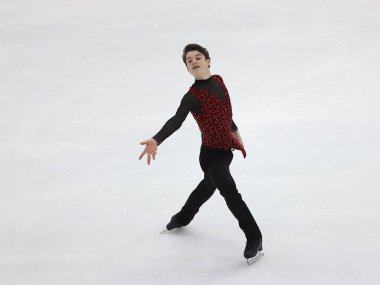 Lucas Broussard (Usa) İtalya 'nın Torino şehrinde düzenlenen 2022 ISU Buz Pateni Grand Prix finalleri sırasında İtalya' nın Torino şehrinde düzenlenen Artistik Patinaj Finali sırasında (Usa) - Fotoğraf: Valerio Orig