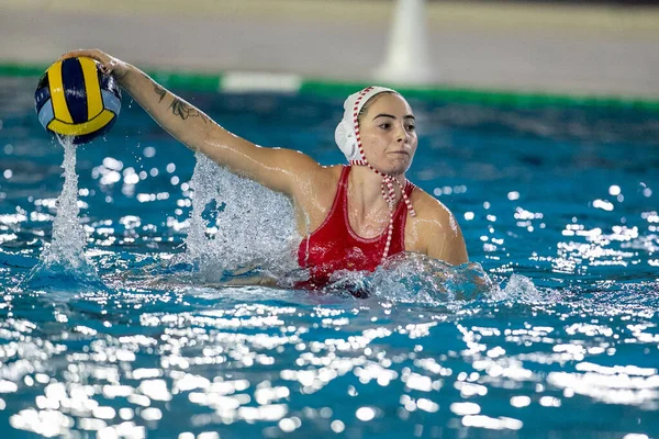 Nikoleta Eleftheriadou Plympiacos Piraeus Durante Waterpolo Liga Campeones Femenina Olympiacos — Foto de Stock