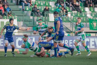 Niccolo Cannone (Benetton Rugby), 24 Aralık 2022 'de İtalya' nın Treviso kentindeki Monigo Stadyumu 'nda oynanan United Rugby Şampiyonası karşılaşmasında Benetton Rugby' ye karşı Zebre Rugby Klübü.