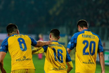 Frosinone Calcio 'dan Luca Garritano ve Frosinone Calcio' dan Karlo Luliç İtalyan Serie B karşılaşmasında Frosinone Calcio ile Ternana Calcio Frosinone, İtalya 'daki Benito Stirpe Stadyumu' nda karşı karşıya geldiler.