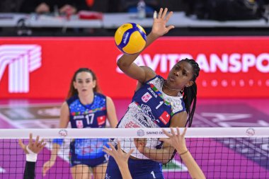 Rhamat Alhassan (Il Bisonte Firenze) voleybol maçında İtalyan Serie A1 Kadınlar Savino Del Bene Scandicci ile Il Bisonte Firenze arasında Floransa 'daki Pala Wanny maçında, 26 Aralık 2022 - Fotoğraf: Lisa Guglielm