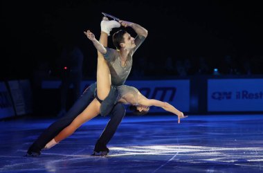 Rebecca Ghilardi e Filippo Ambrosini during the ice skating exhibition 
