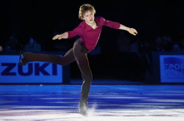 Ilia Malinin during the ice skating exhibition 