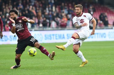 Tonny Vilhena of US Salernitana  and Yann Karamoh of Torino FC  competes for the ball with during the friendly football match US Salernitana 1919 v FC Torino  at Arechi stadium  - Credit: Agostino Gemito/LiveMedi