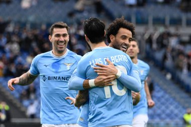 Felipe Anderson (SS Lazio) and Luis Alberto (SS Lazio) celebrates after scoring the goal 1-0 during the Italian Football Championship League A 2022/2023 match between SS Lazio vs Empoli FC at the Olimpic Stadium in Rome on 08 January 2023. - Credit: 