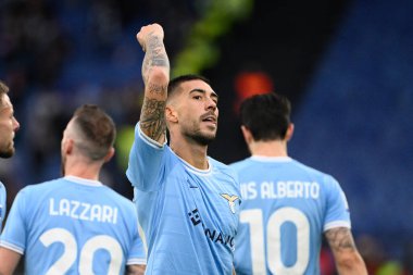 Mattia Zaccagni (SS Lazio) celebrates after scoring the goal 2-0 during the Italian Football Championship League A 2022/2023 match between SS Lazio vs Empoli FC at the Olimpic Stadium in Rome on 08 January 2023. - Credit: Fabrizio Corradetti/LiveMedi