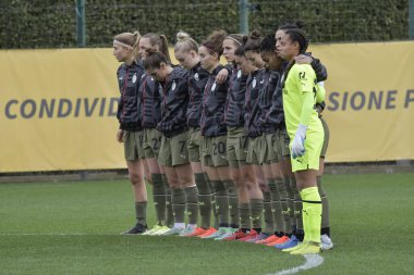 Milan Women team during tribute to Gianluca Vialli before Lazio Women vs Milan Women Coppa Italia Group F Stage on January 08, 2023, at Stadio Fersini in Formello (RM), Italy - Credit: Roberto Bettacchi/LiveMedi