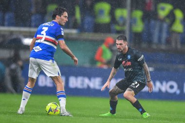 Tommaso Augello (Sampdoria) - Matteo Politano 
 (Napoli) during italian soccer Serie A match UC Sampdoria vs SSC Napoli at the Luigi Ferraris stadium in Genova, Italy, January 08, 2023 - Credit: Danilo Vig
