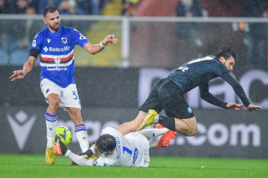 Mehdi Pascal Marcel Leris  (Sampdoria) - Emil Mulyadi Audero 
 (Sampdoria) - Khvicha Kvaratskhelia (Napoli) during italian soccer Serie A match UC Sampdoria vs SSC Napoli at the Luigi Ferraris stadium in Genova, Italy, January 08, 2023 - Credit: 