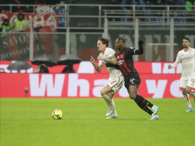 Nicolo Zaniolo of As Roma and Rafael Leao of Ac Milan during the Italian Serie A, football match between Ac Milan and As Roma on Jannuary 08, 2023 at San Siro Stadium, Milan, Italy. Photo Nderim Kaceli - Credit: Nderim Kaceli/LiveMedi
