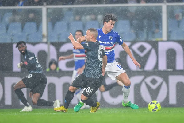Stanislav Lobotka (Napoli) Sam Lammers (Sampdoria) during italian soccer Serie A match UC Sampdoria vs SSC Napoli at the Luigi Ferraris stadium in Genova, Italy, January 08, 2023 - Credit: Danilo Vig