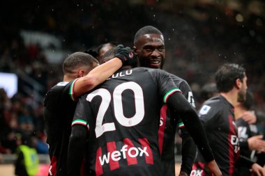 Pierre Kalulu of Ac Milan celebrating with team mates after a goal during the Italian Serie A, football match between Ac Milan and As Roma on Jannuary 08, 2023 at San Siro Stadium, Milan, Italy. Photo Nderim Kaceli - Credit: Nderim Kaceli/LiveMedi