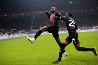 Pierre Kalulu of Ac Milan celebrating after a goal during the Italian Serie A, football match between Ac Milan and As Roma on Jannuary 08, 2023 at San Siro Stadium, Milan, Italy. Photo Nderim Kaceli - Credit: Nderim Kaceli/LiveMedi